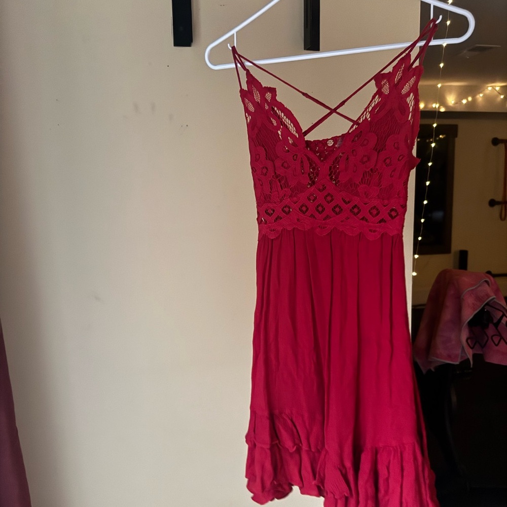 Free People Red Lace Dress